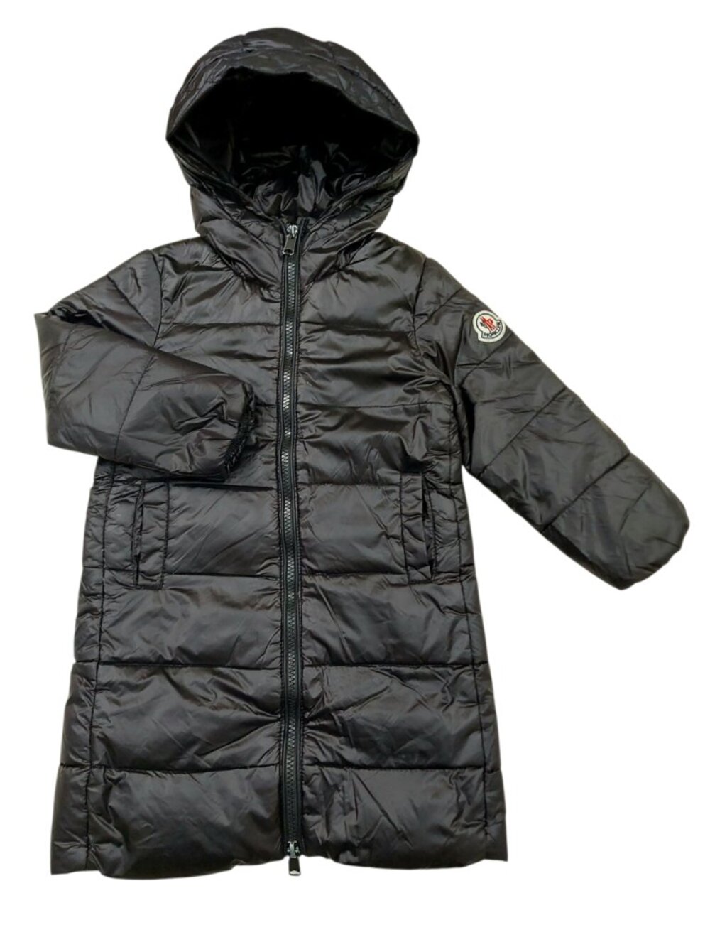 Moncler Down Long Puffer Jacket Parka Kids 5 Black Hooded Winter Travel